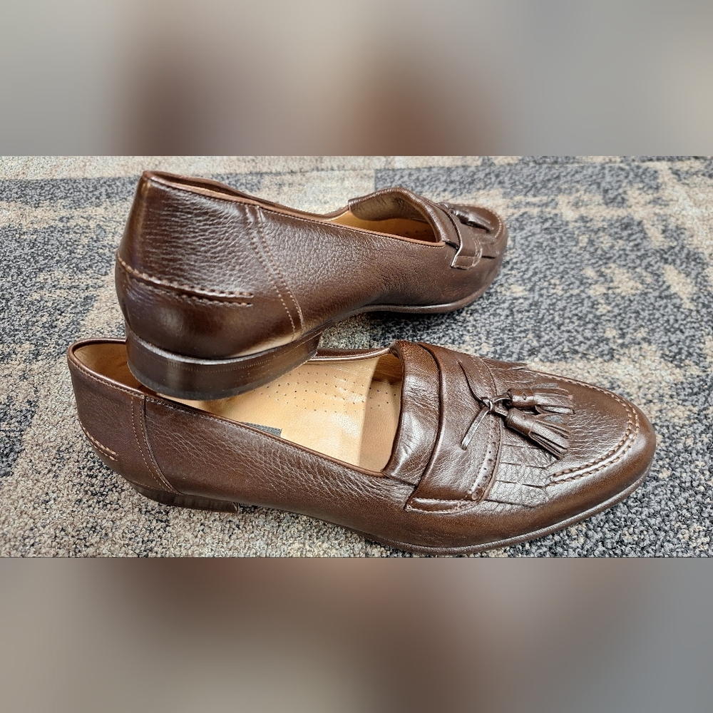 Ballys Brown Leather Loafers with Tassels Sz 11.5